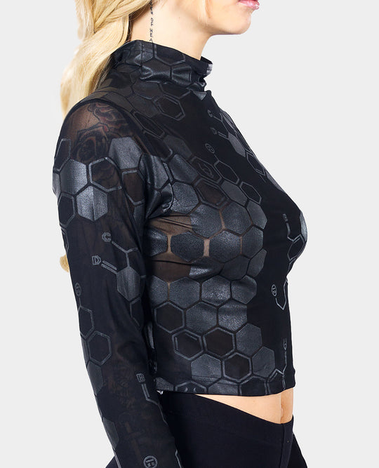 ANTIMATTER MESH L/S CROP TOP