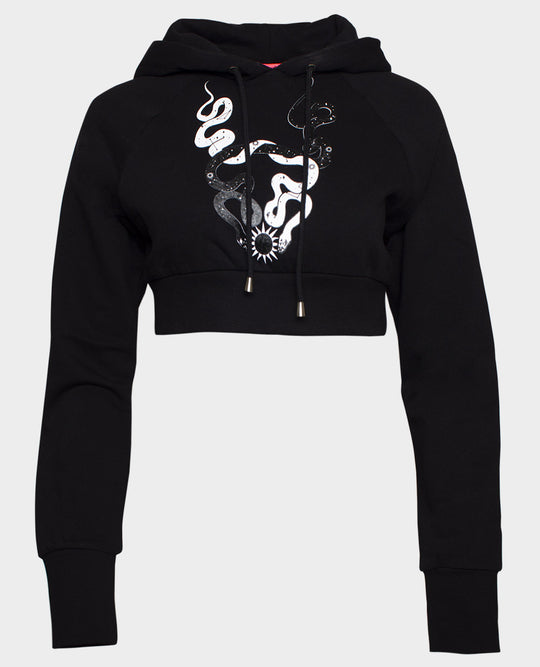 STARGAZER CROP HOODIE BLACK