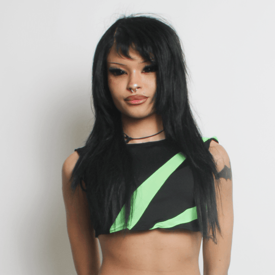 LASER CROP TOP BLACK / GREEN