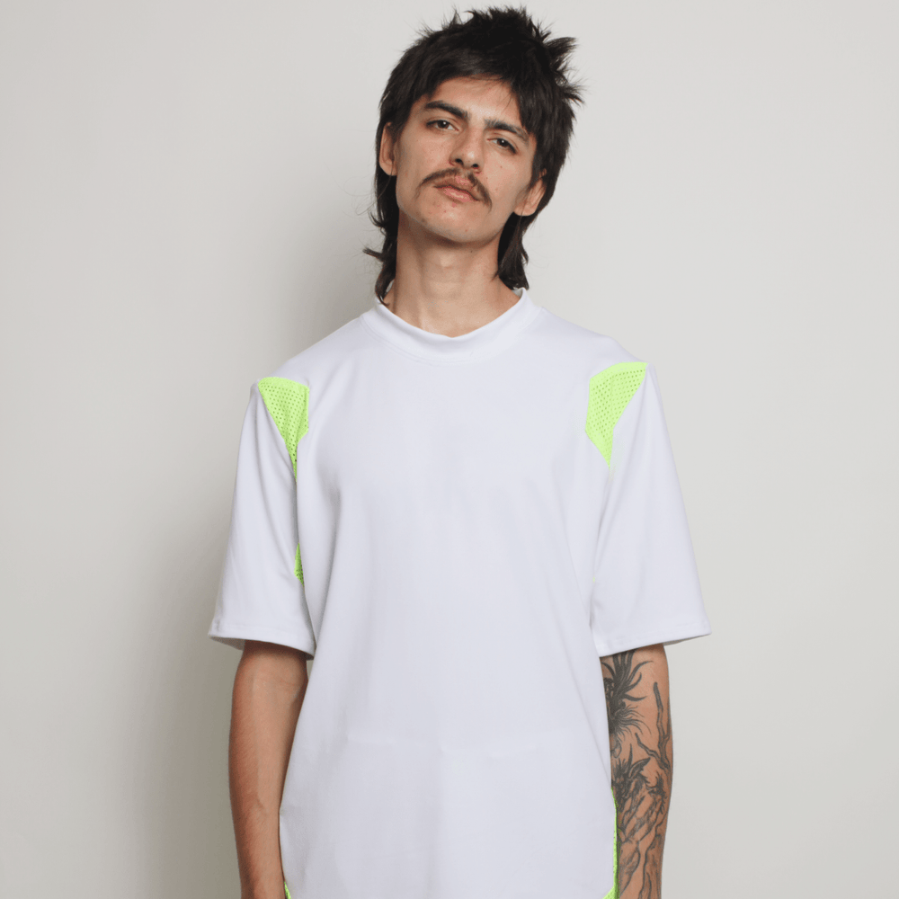 MESHED UP T-SHIRT WHITE / YELLOW