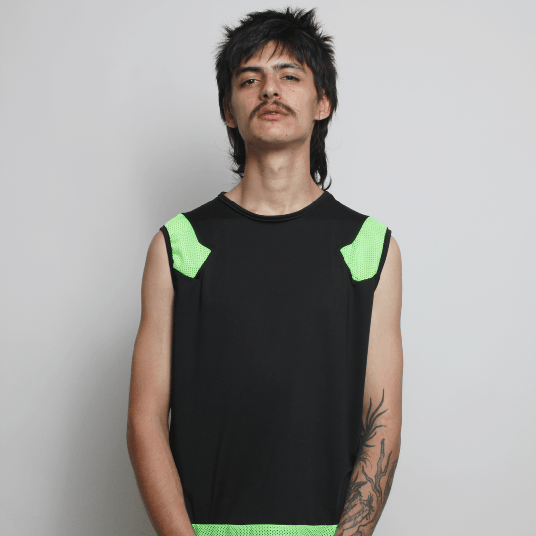 MESHED UP VEST BLACK / GREEN
