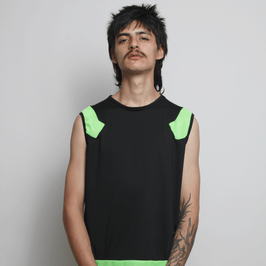 MESHED UP VEST BLACK / GREEN