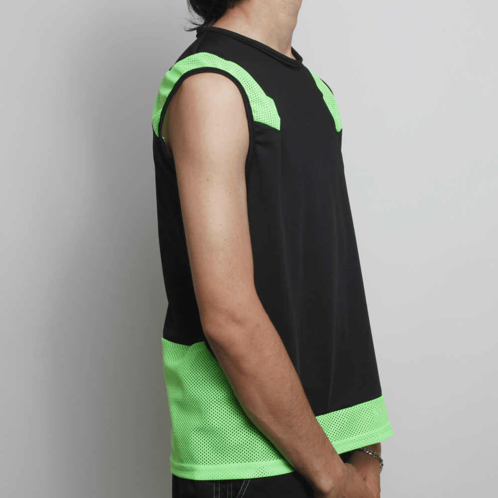 MESHED UP VEST BLACK / GREEN