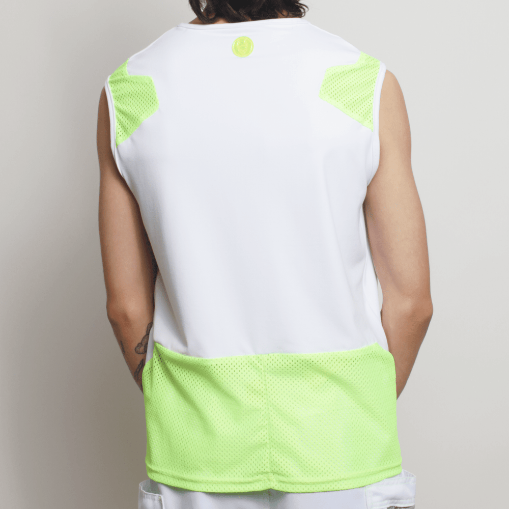 MESHED UP VEST WHITE / YELLOW