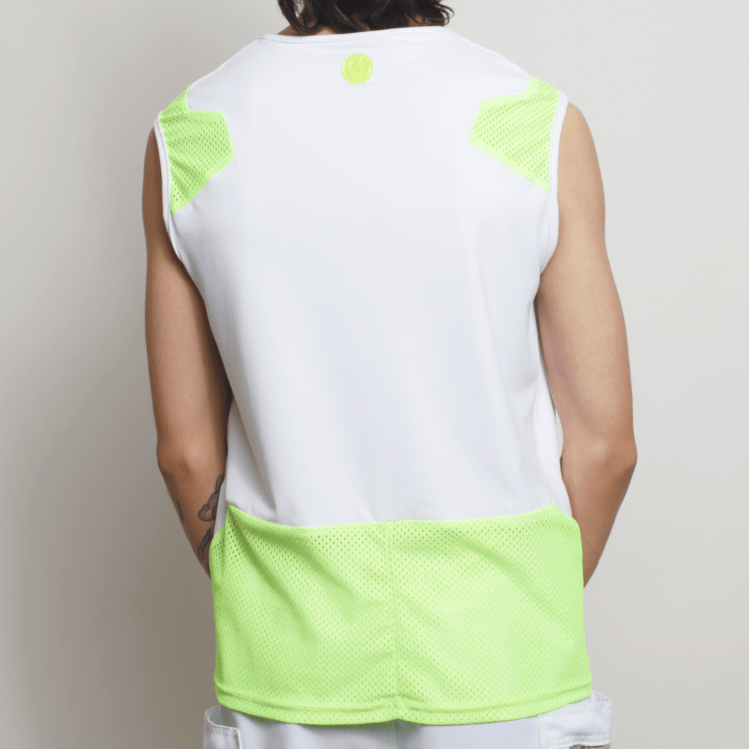 MESHED UP VEST WHITE / YELLOW