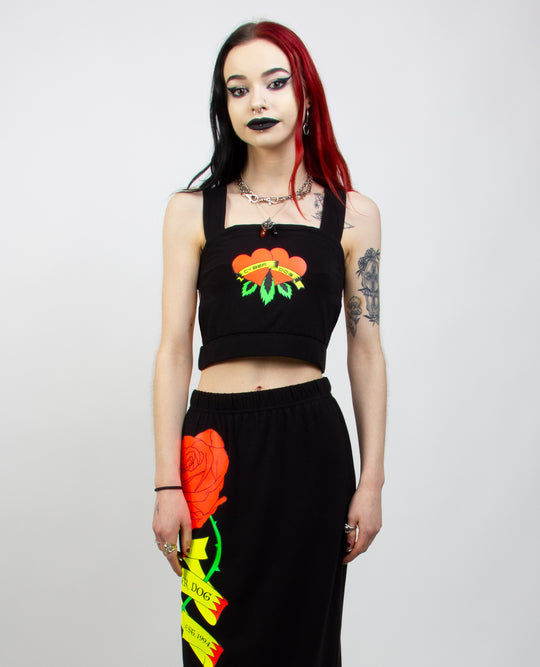 TATTOO ROSE CROP HARNESS TOP