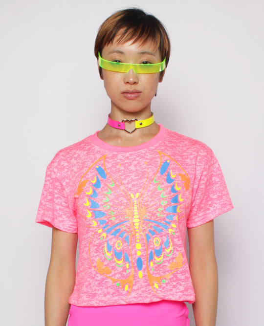 EASY CROP TEE NEON BUTTERFLY