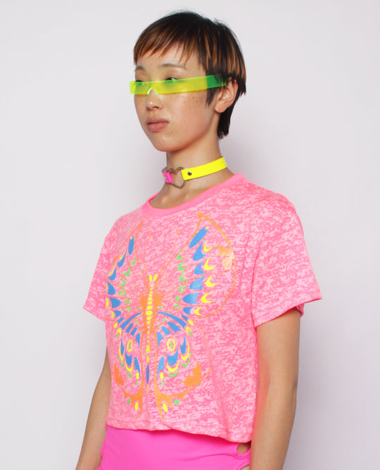 EASY CROP TEE NEON BUTTERFLY