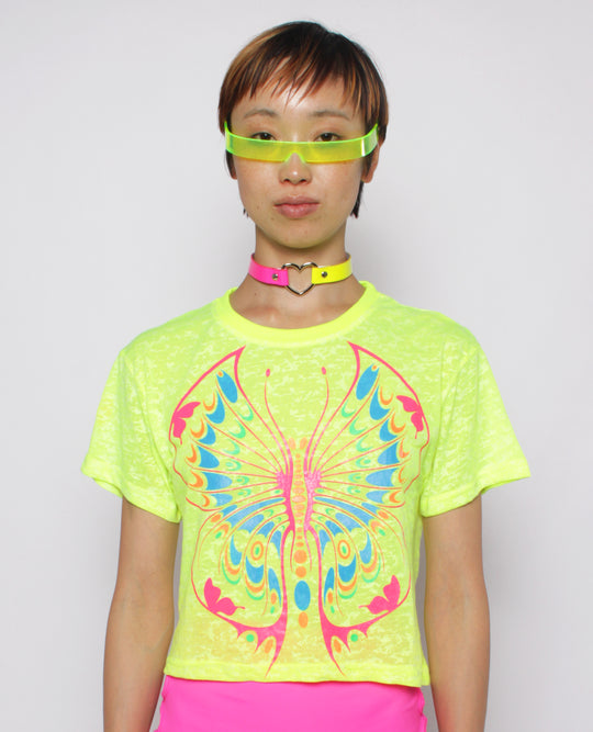 EASY CROP TEE NEON BUTTERFLY