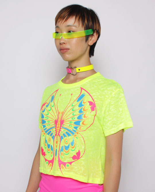 EASY CROP TEE NEON BUTTERFLY