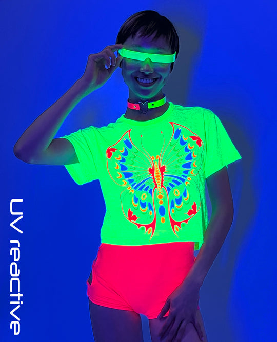 EASY CROP TEE NEON BUTTERFLY