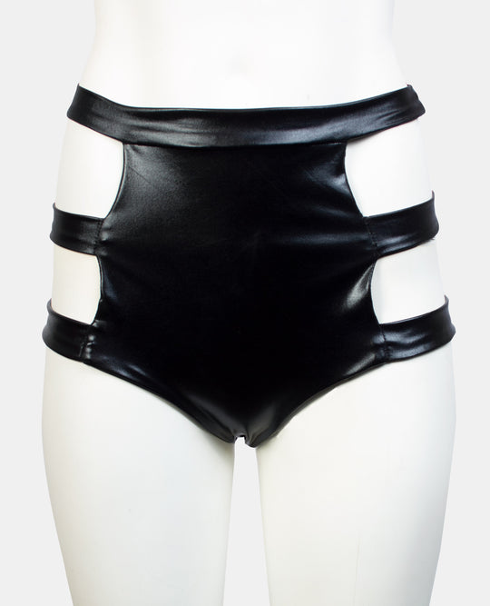 CADET HOTPANTS BLACK WET LOOK FRONT