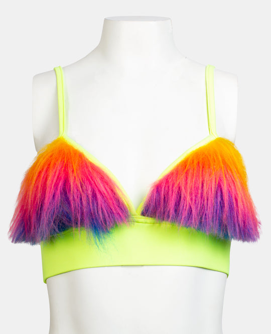 FUR BRALET YELLOW/RAINBOW FRONT