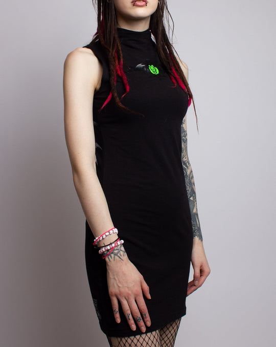 HI NECK DRESS GOTHIC EXO BLACK
