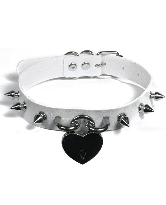 HEART SPIKED PADLOCK COLLAR.