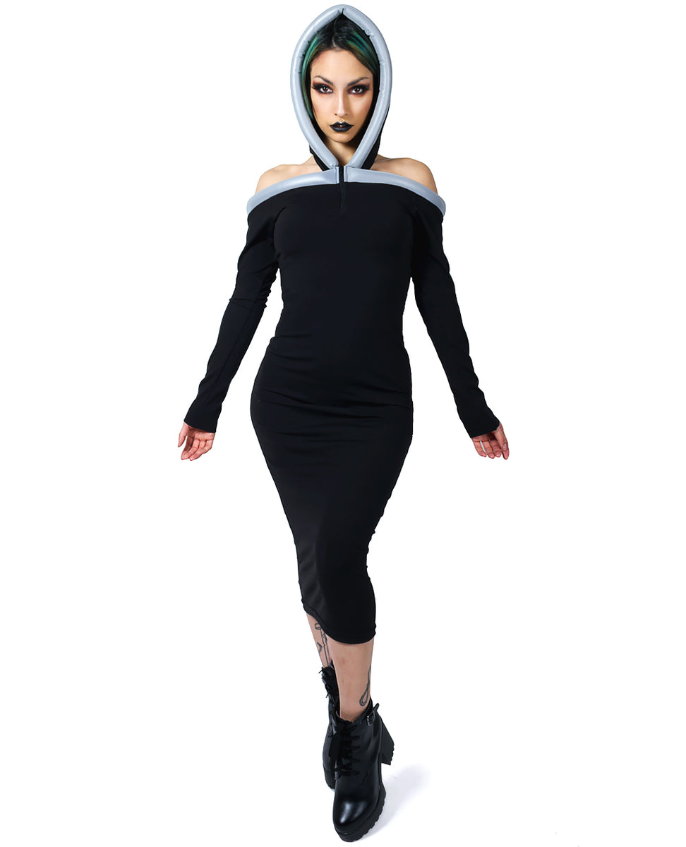 Off the shoulder hoodie dress deals