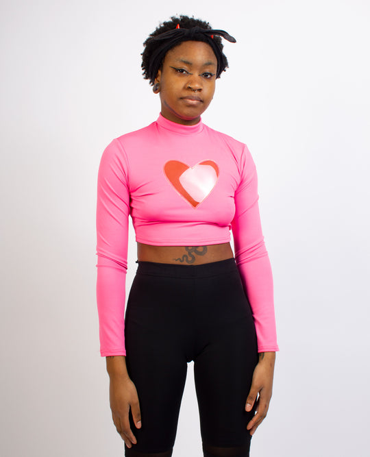 LUVA CROP L/S TOP PINK PINK FRONT
