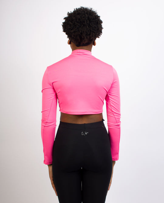 LUVA CROP L/S TOP PINK PINK BACK