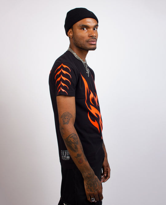 MENS TRIBAL PHOENIX T-SHIRT RED SIDE