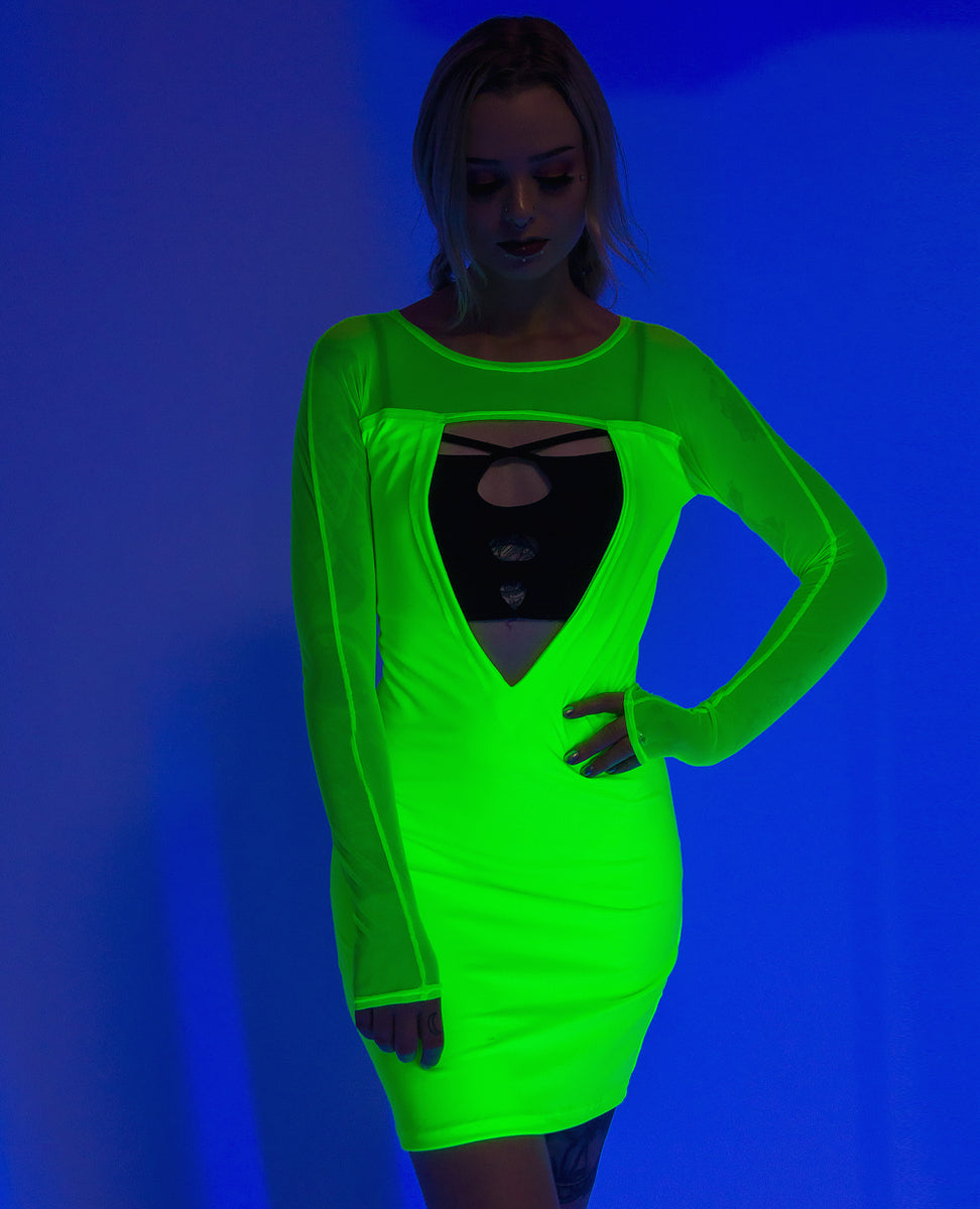 MESH DEEP V DRESS Cyberdog London by Cyberdog Rave clothing