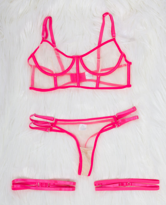 SILHOUETTE MESH BODY NEON PINK