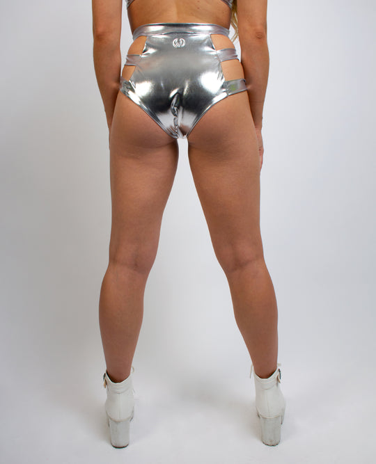 CADET HOTPANTS SILVER WET LOOK BACK