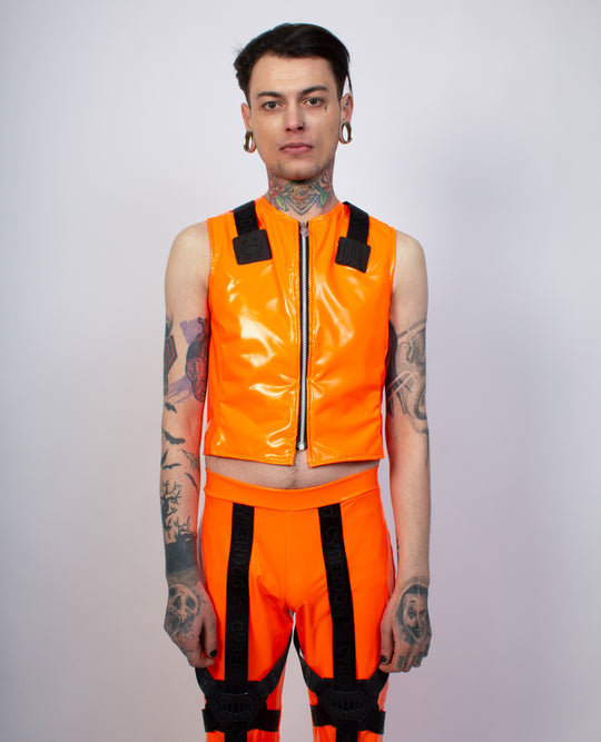 X BONDAGE WAISTCOAT FLUO ORANGE