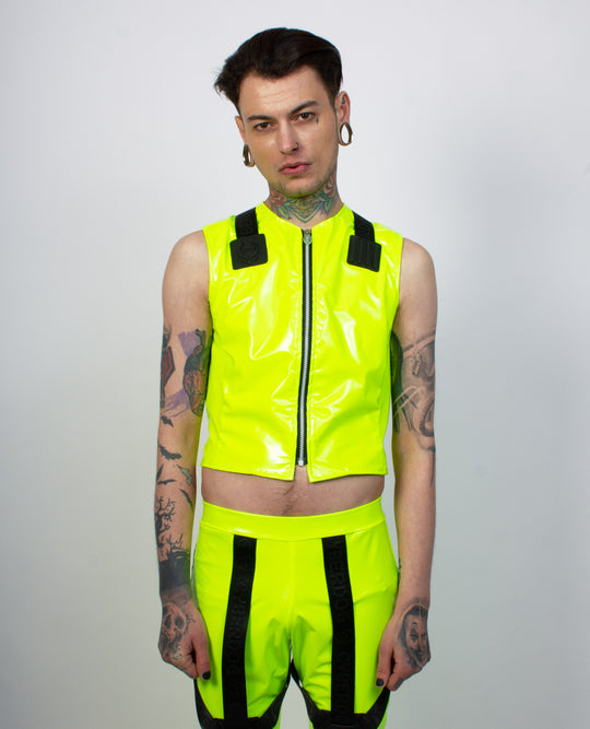 X BONDAGE WAISTCOAT FLUO YELLOW