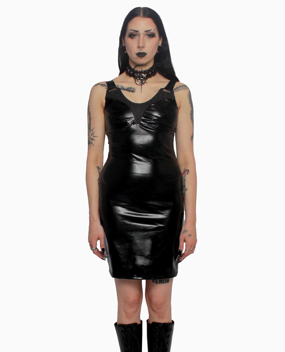 CYBAURA DRESS BLACK WET LOOK