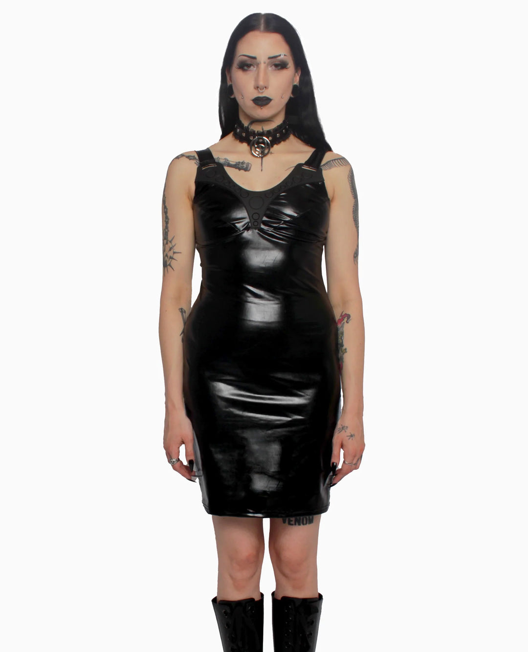 CYBAURA DRESS BLACK WET LOOK