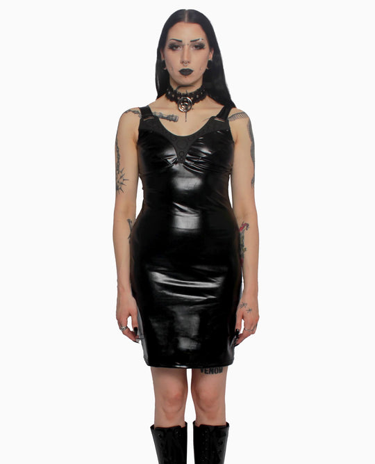 CYBAURA DRESS BLACK WET LOOK