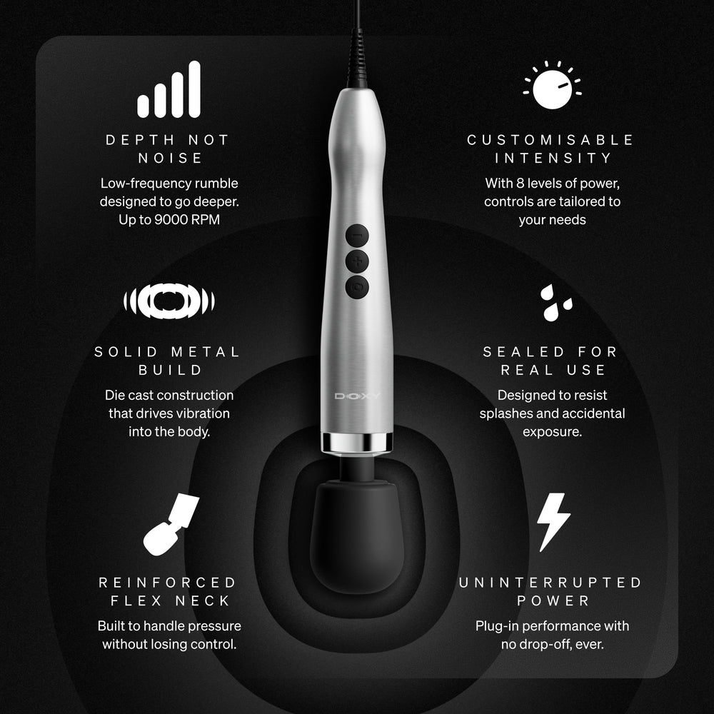DOXY 2.0 DIE CAST MAX - SILVER - PLUG-IN WAND MASSAGER
