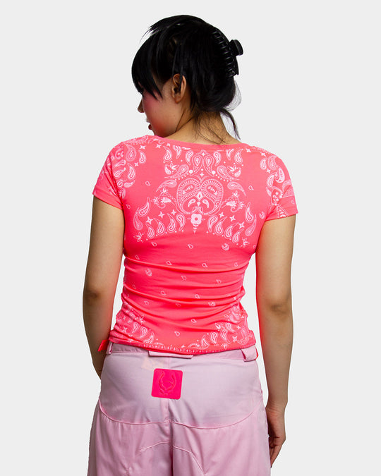 PAISLEY T-SHIRT WOMENS FLUO PINK