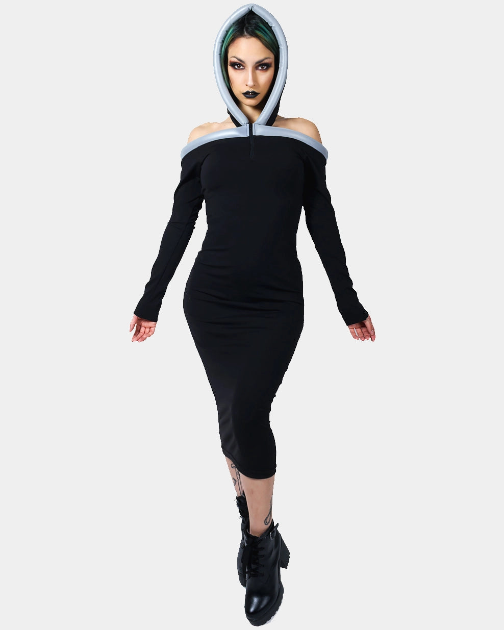 Off the shoulder hoodie dress hotsell