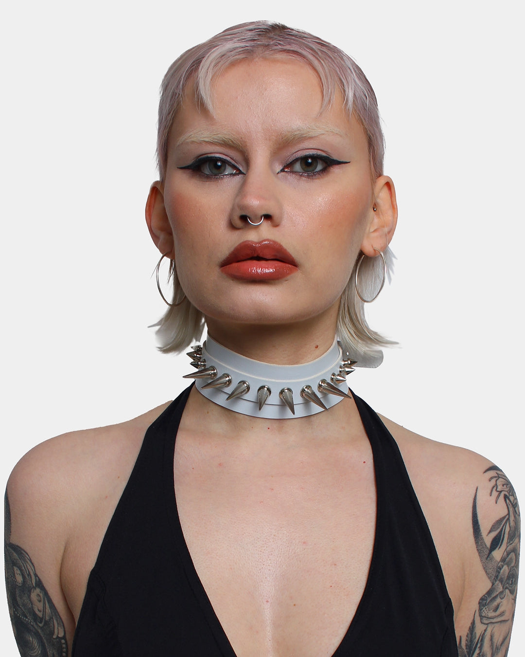 MIX SPIKED COLLAR WHITE / SILVER