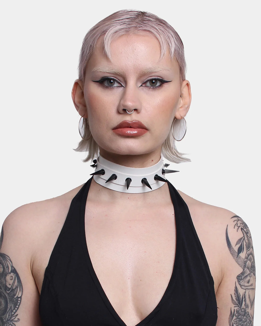 MIX SPIKED COLLAR WHITE / BLACK