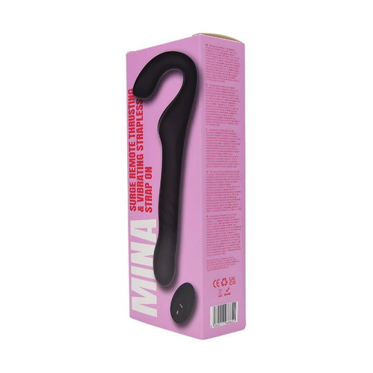 MINA SURGE REMOTE CONTROL THRUSTING & VIBRATING STRAPLESS STRAP ON