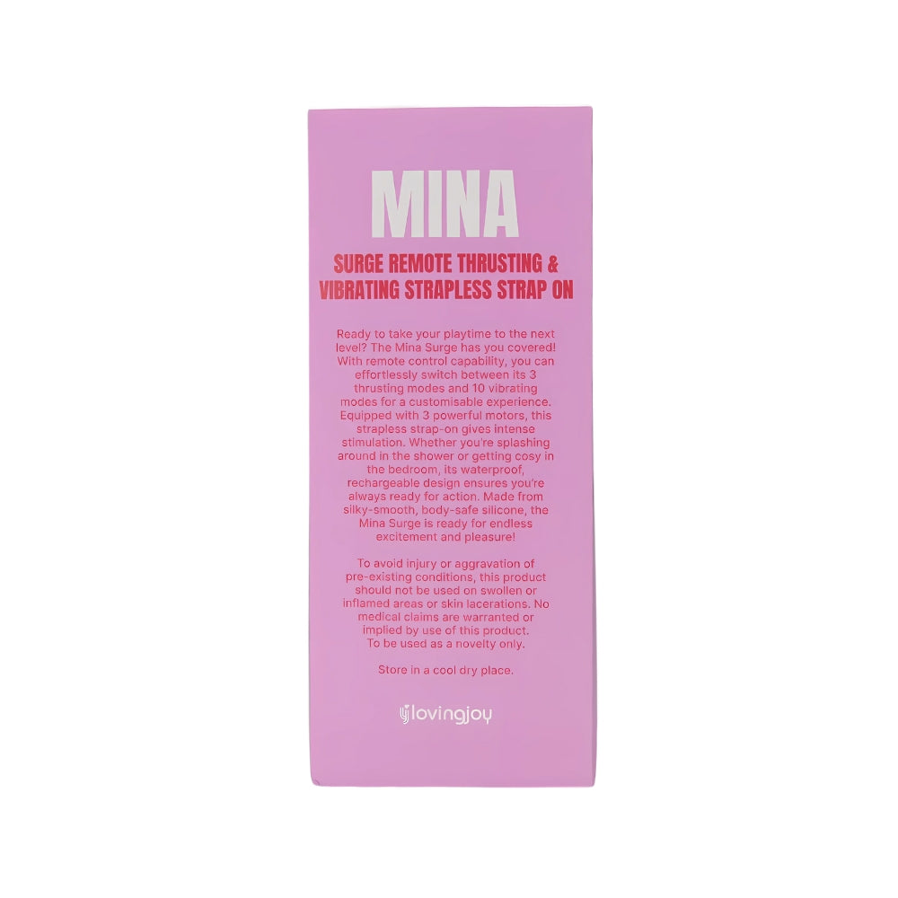 MINA SURGE REMOTE CONTROL THRUSTING & VIBRATING STRAPLESS STRAP ON