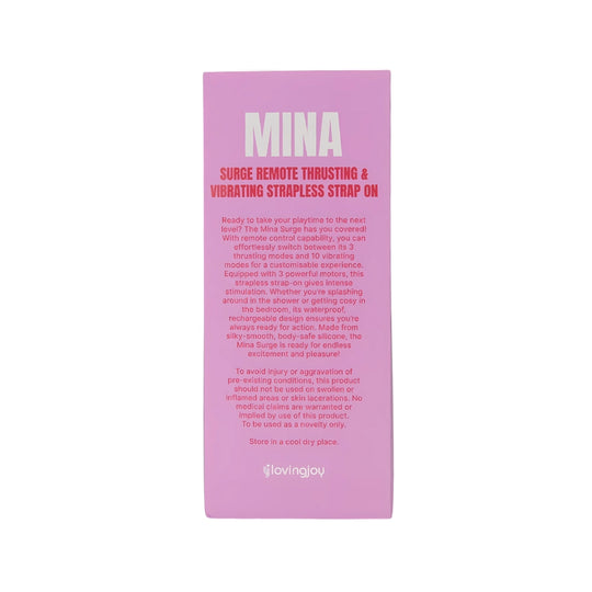 MINA SURGE REMOTE CONTROL THRUSTING & VIBRATING STRAPLESS STRAP ON
