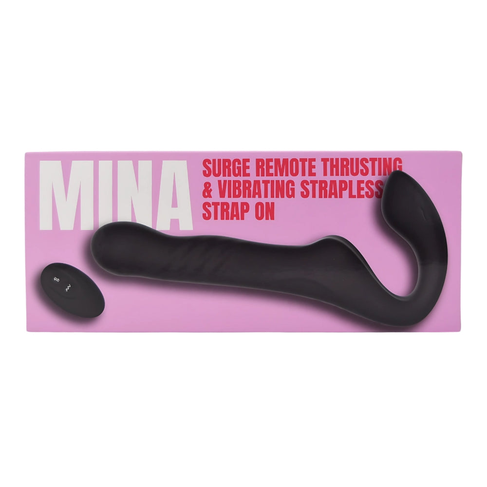 MINA SURGE REMOTE CONTROL THRUSTING & VIBRATING STRAPLESS STRAP ON