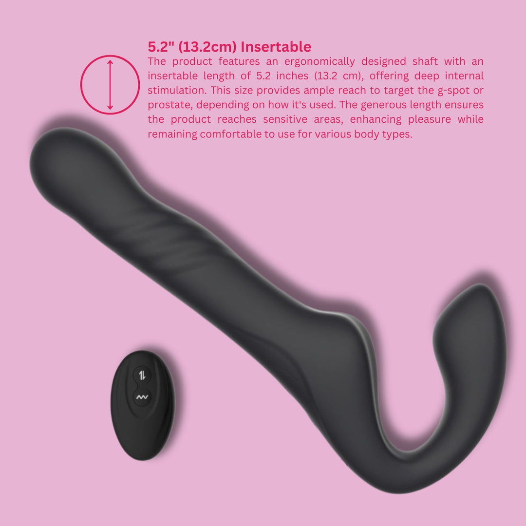 MINA SURGE REMOTE CONTROL THRUSTING & VIBRATING STRAPLESS STRAP ON