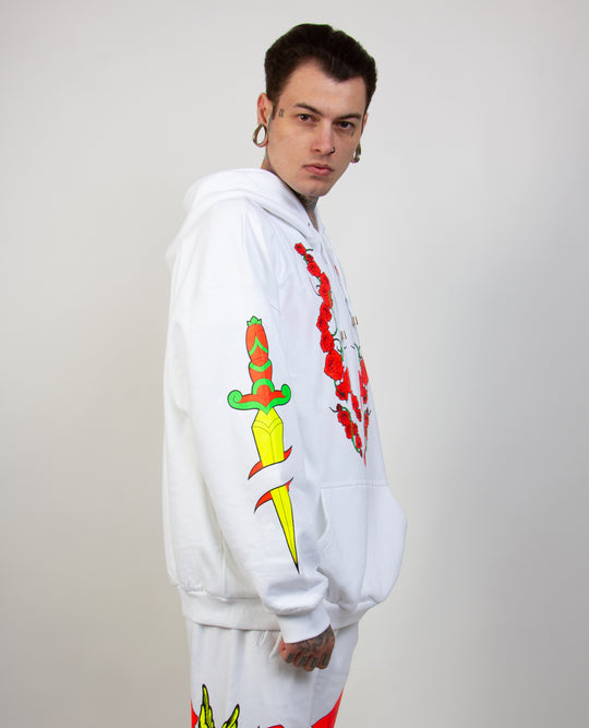 OVERSIZE TATTOO ROSE HOODIE