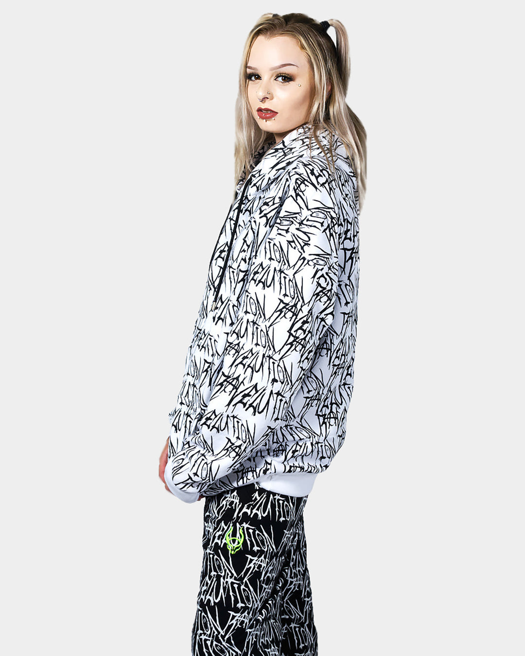 RAVELUTION OVERSIZE HOODIE UV REATIVE WHITE