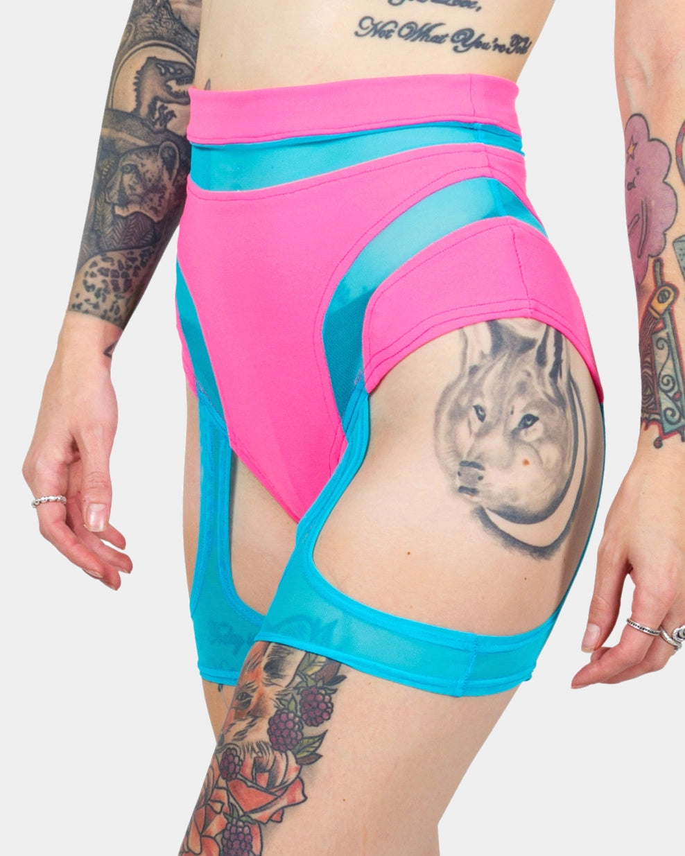 PROTECTION HOTPANTS UV PINK / TURQUOISE MESH