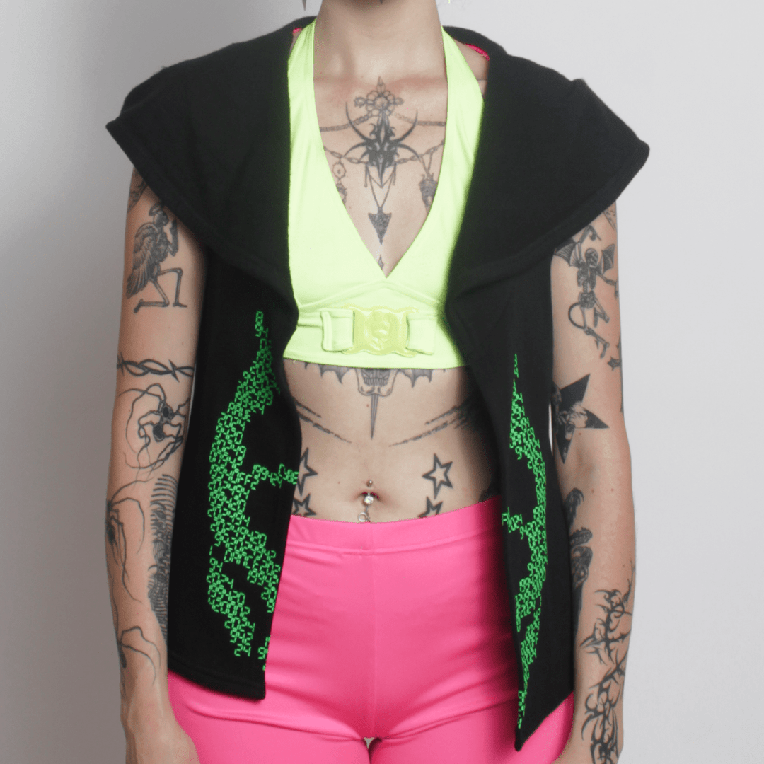 Mesh Rave Gillet RAVE ON DRAPE GILET BLACK – Cyberdog