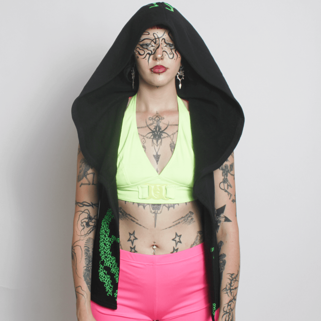 Mesh Rave Gillet RAVE ON DRAPE GILET BLACK – Cyberdog