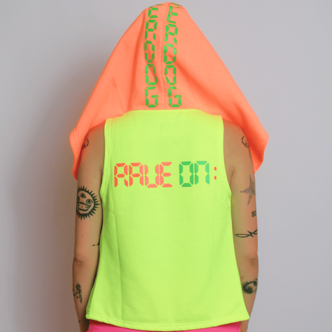 Mesh Rave Gillet RAVE ON DRAPE GILET MUTLI NEON – Cyberdog
