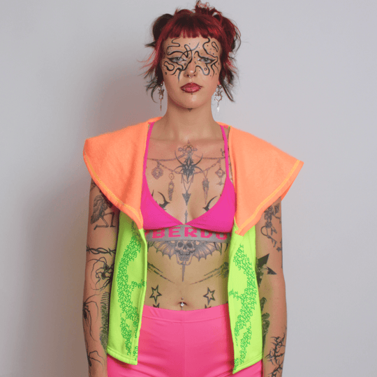 Mesh Rave Gillet RAVE ON DRAPE GILET MUTLI NEON – Cyberdog