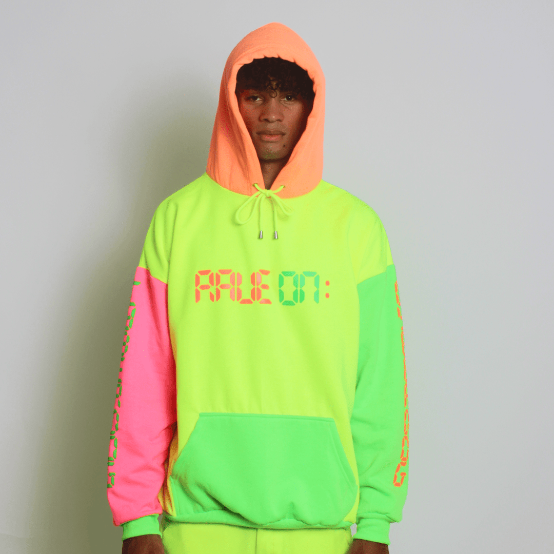 RAVE ON OVERSIZED HOODIE MULTI NEON – Cyberdog - Main Image