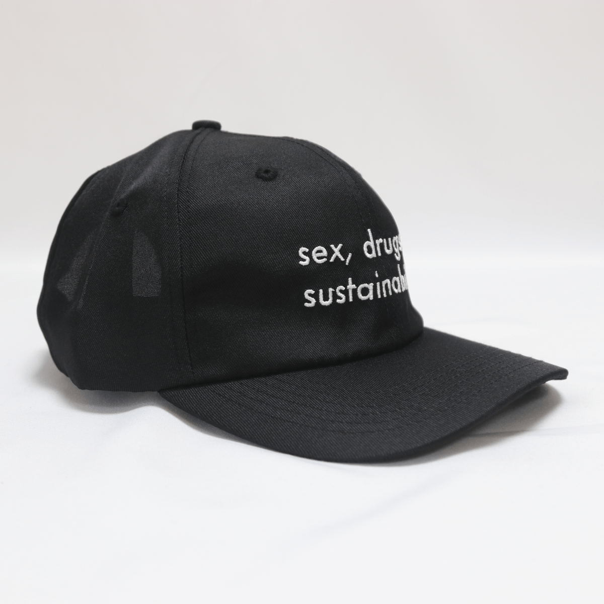 SEX, DRUGS & SUSTAINABILITY RECYCLED CAP BLACK – Cyberdog